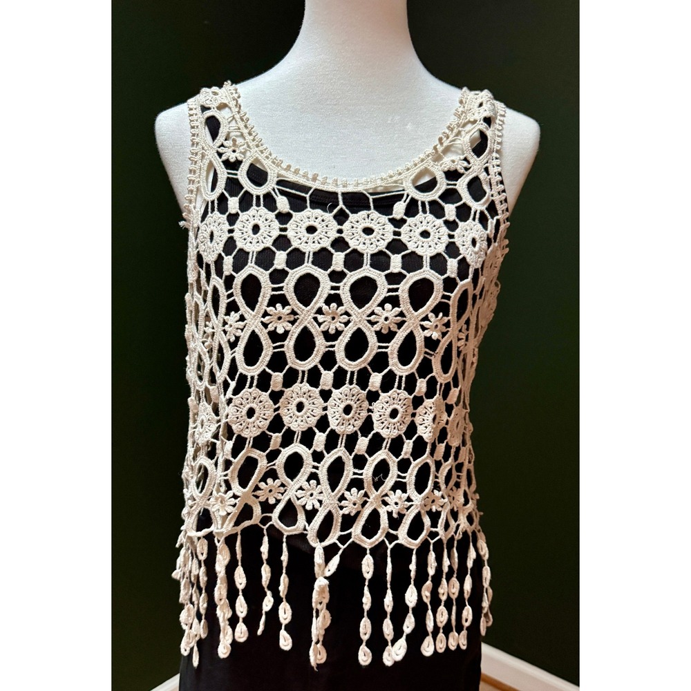 Pinkmelo Crochet Fringe‎ Tank Top Women's Size S